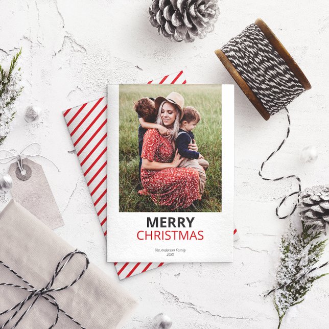 Tarjeta Festiva Foto familiar de Navidades mínimos modernos (Subido por el creador)