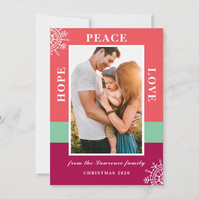 Tarjeta Festiva Foto familiar de Navidades modernos (Anverso)