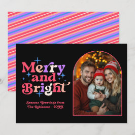 Tarjeta Festiva Foto familiar de Navidades retro modernos de Berry
