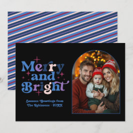 Tarjeta Festiva Foto familiar de Navidades retro modernos de mejil