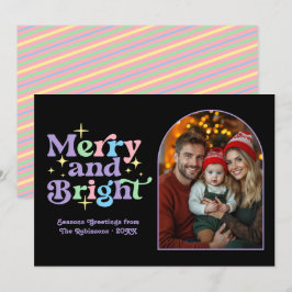 Tarjeta Festiva Foto familiar de Navidades retro modernos del Past
