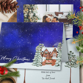 Tarjeta Festiva Foto familiar de Navidades Snowy Winter Wonderland