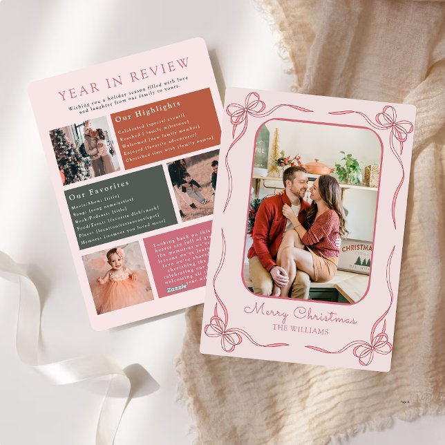 Tarjeta Festiva Foto Familiar de Revisión del Año Moderno de Lazo  (Subido por el creador)