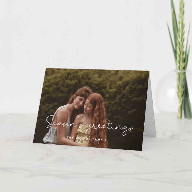 Tarjeta Festiva Foto familiar de saludos de temporada corta (Anverso)