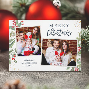 Tarjeta Festiva Foto familiar de varios colores de Navidades de in