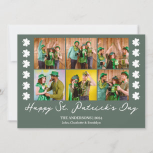 Tarjeta Festiva Foto familiar elegante del Día de San Patricio con