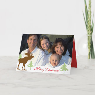 Tarjeta Festiva Foto familiar Merry Christmas Moose 3 Pines