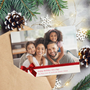 Tarjeta Festiva FOTO FAMILIAR moderna bonita envuelta en lazo de c