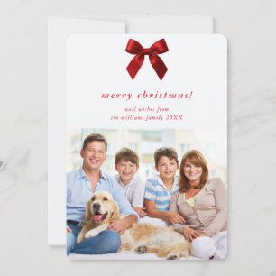 Tarjeta Festiva FOTO FAMILIAR MODERNA MINIMALISTA con lazo de cint