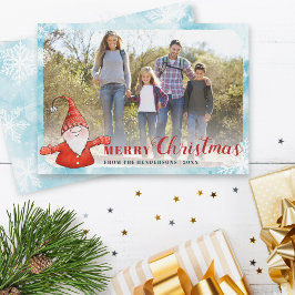 Tarjeta Festiva Foto familiar Navidades Verde azulados Blue Red Cu