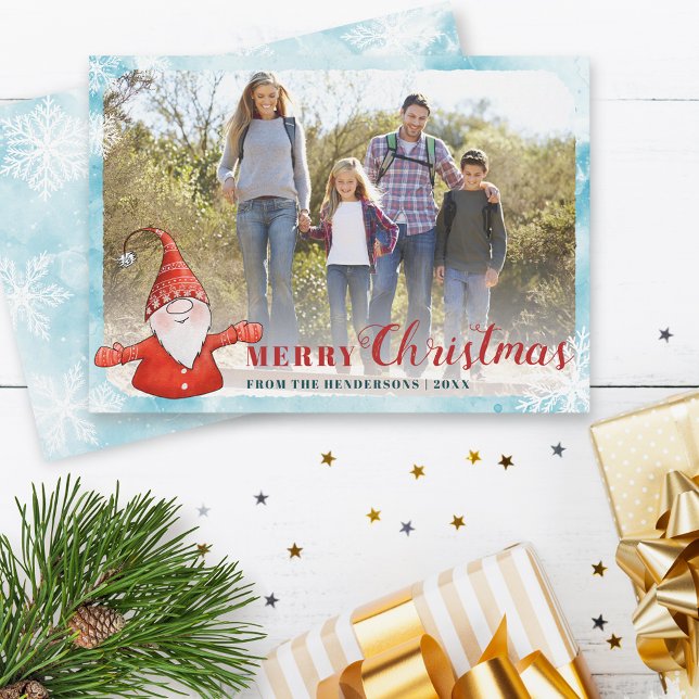Tarjeta Festiva Foto familiar Navidades Verde azulados Blue Red Cu (Subido por el creador)