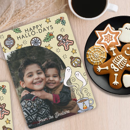 Tarjeta Festiva Foto familiar navideña de Halloween adorable