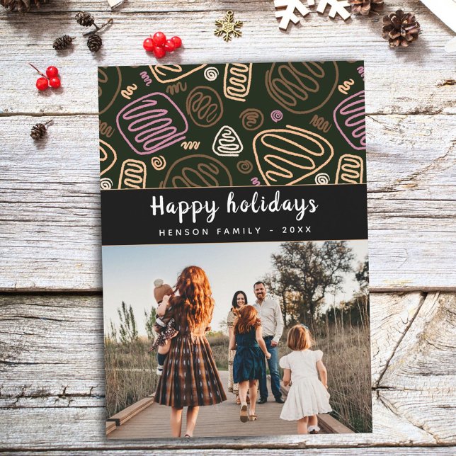 Tarjeta Festiva Foto familiar navideña rosa festiva de arte de una (Subido por el creador)