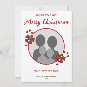 Tarjeta Festiva Foto familiar personalizada con bastones de carame