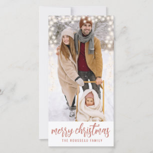 Tarjeta Festiva Foto familiar personalizada de invierno con luces