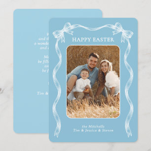 Tarjeta Festiva Foto familiar personalizada en huevo de petirrojo