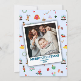 Tarjeta Festiva Foto familiar personalizada enmarcada con Navidade