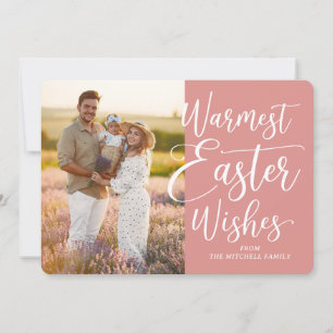 Tarjeta Festiva Foto Familiar Personalizada Feliz Pascua Coral Ros