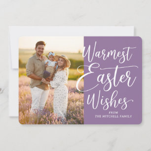 Tarjeta Festiva Foto Familiar Personalizada Feliz Pascua en Violet