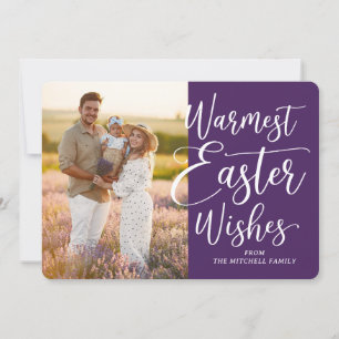 Tarjeta Festiva Foto Familiar Personalizada Feliz Pascua Morado Os