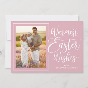 Tarjeta Festiva Foto Familiar Personalizada Feliz Pascua Rosa Rubo