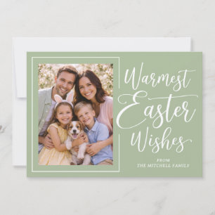 Tarjeta Festiva Foto Familiar Personalizada Feliz Pascua Verde Sal