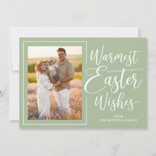 Tarjeta Festiva Foto Familiar Personalizada Feliz Pascua Verde Sal