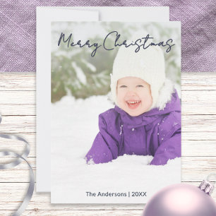 Tarjeta Festiva Foto Familiar Personalizada Simple Minimalista