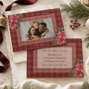 Tarjeta Festiva Foto Familiar Tradicional de Nochebuena con Cuadro