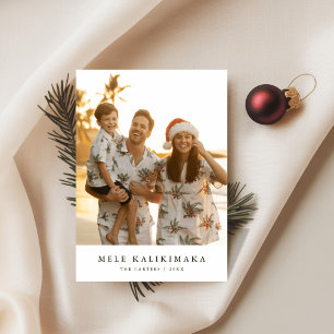 Tarjeta Festiva Foto Familiar Tropical de Mele Kalikimaka en la Pl