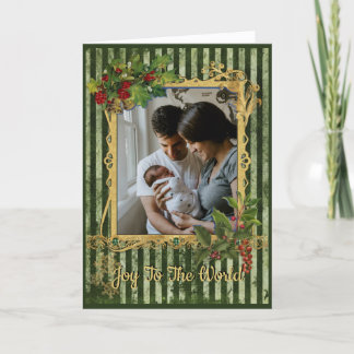 Tarjeta Festiva Foto Familiar Vintage Personalizada de Vacaciones 