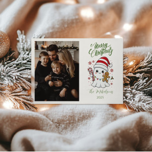 Tarjeta Festiva Foto Fantasma Navideño Adorable