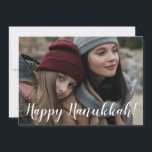 Tarjeta Festiva Foto feliz de Hanukkah<br><div class="desc">Esta hermosa tarjeta de foto que dice "¡Feliz Hanukkah!" en blanco en el frente y "Que la luz de Hanukkah llene tus corazones con paz y amor. ¡Deseándote bendiciones y alegría!" de azul por la espalda le dará una sonrisa a la cara de cada receptor. Es un sentimiento cálido que...</div>