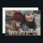 Tarjeta Festiva Foto feliz de Hanukkah<br><div class="desc">Esta hermosa tarjeta de foto que dice "¡Feliz Hanukkah!" en blanco en el frente y "Que la luz de Hanukkah llene tus corazones con paz y amor. ¡Deseándote bendiciones y alegría!" de azul por la espalda le dará una sonrisa a la cara de cada receptor. Es un sentimiento cálido que...</div>