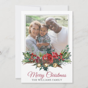 Tarjeta Festiva Foto feliz de Navidades familiares