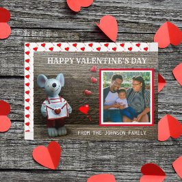Tarjeta Festiva Foto Feliz Día de San Valentín Madera Rústica del 