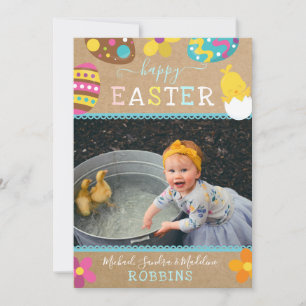 Tarjeta Festiva Foto feliz Pascua Familia Lindo 