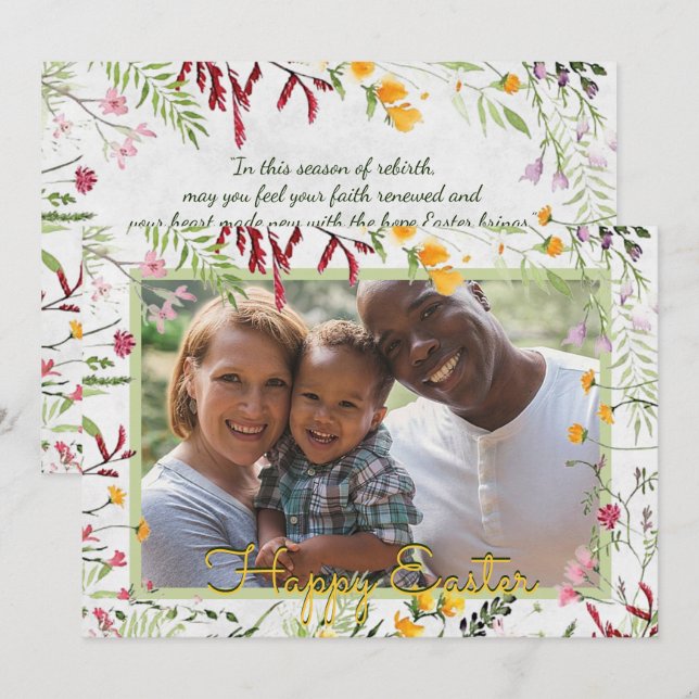 Tarjeta Festiva Foto floral de personalizado Garden Pascua (Anverso / Reverso)