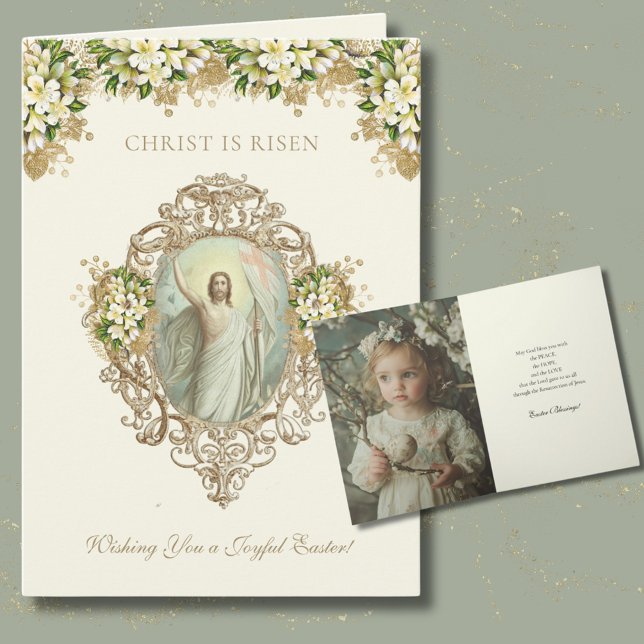 Tarjeta Festiva Foto Floral de resurrección religiosa de Pascua (Subido por el creador)