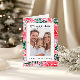 Tarjeta Festiva Foto floral de vacaciones rosadas modernas