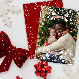 Tarjeta Festiva Foto floral del Flourish de Nouveau del arte de la