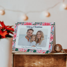 Tarjeta Festiva Foto floral preppy rosa de festividad