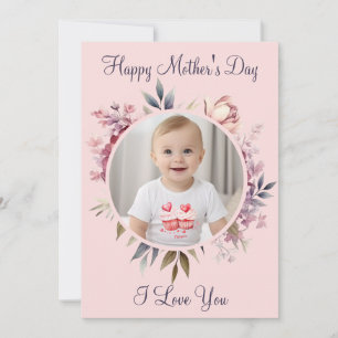 Tarjeta Festiva Foto floral rosa dulce feliz día de la madre