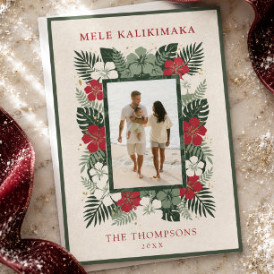 Tarjeta Festiva Foto floral tropical de Mele Kalikimaka