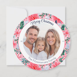 Tarjeta Festiva Foto floral tropical rosa moderna de vacaciones