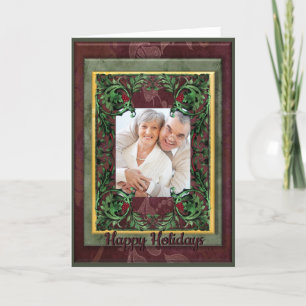 Tarjeta Festiva Foto floral vintage de vacaciones personalizar sal