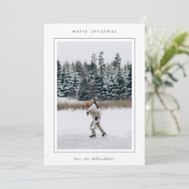 Tarjeta Festiva Foto fronteriza minimalista de Navidades modernos (Anverso de pie)