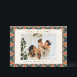 Tarjeta Festiva Foto geométrica de los navidades Red Green Mid Cen<br><div class="desc">Tarjeta de festividad geométrica de fotos de los navidades Red Green Mid Century</div>