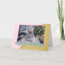 Tarjeta Festiva Foto geométrica retro de oro rosa para felices fie