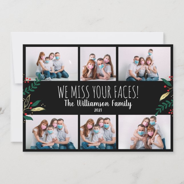 Tarjeta Festiva Foto Graciosa Miss Tu Rostro Navidades Verdor (Anverso)